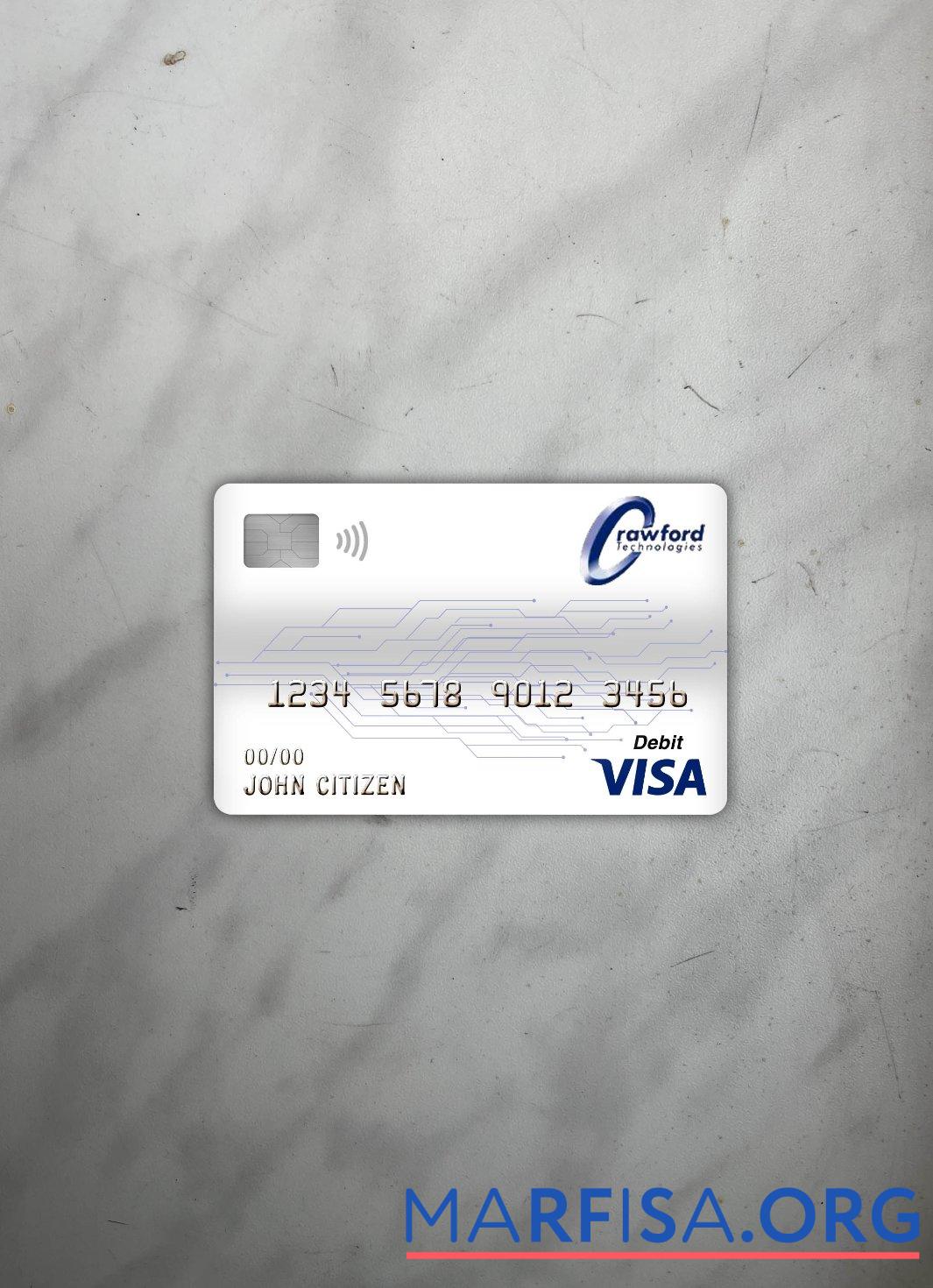Printable Canada Crawfordtech bank visa debit card photolook front template